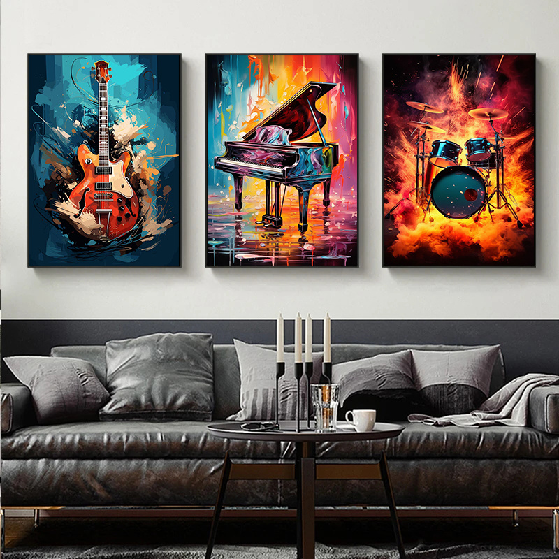 Çerçevesiz Soyut Renkli Sanat  - Picture Of Musical Instrument incelemesi ve fiyatı